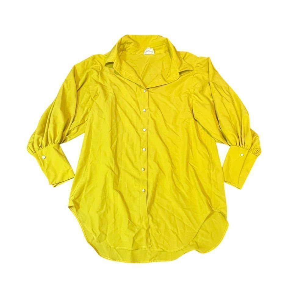 Vintage Pearl Snap Shirt Women’s 2X | WoWo Western Blouse Yellow